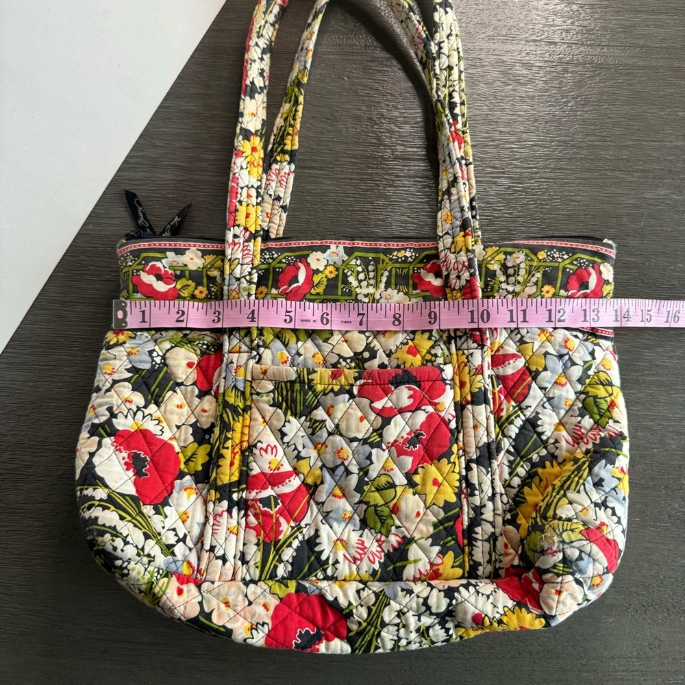 Vera Bradley Tote Bag Purse Red Yellow Floral Quilted - Picture 12 of 12